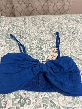 Discovery Royal Blue Knot-Front Crop Camisole